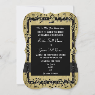 Chic golden elegant formal wedding invitation
