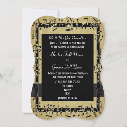 Chic golden elegant formal wedding invitation