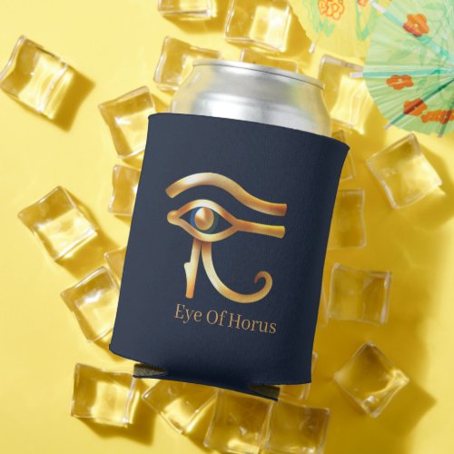 Chic Golden Eye Of Horus  Egyptian hieroglyphs Can Cooler