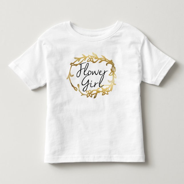 Chic Golden Floral | Flower Girl Toddler T-shirt (Front)
