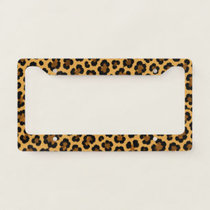 Chic Golden Leopard Animal Print Pattern License Plate Frame