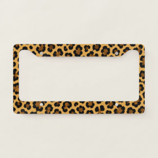 Chic Golden Leopard Animal Print Pattern License Plate Frame