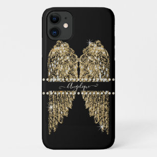 Chic Golden n Diamond Jewel Angel Wings Bling iPhone 11 Case