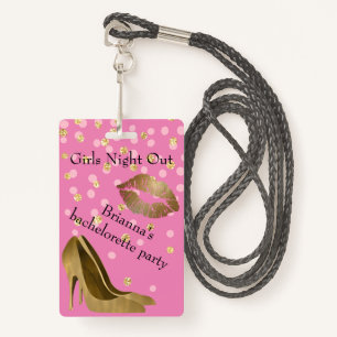 Chic Golden Stilettos Pink Bachelorette Party    Badge