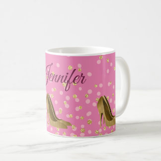 Chic Golden Stilettos Pink Coffee Mug