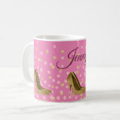 Chic Golden Stilettos Pink  Coffee Mug (Front Left)