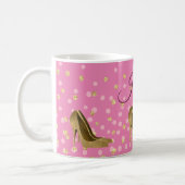 Chic Golden Stilettos Pink  Coffee Mug (Left)