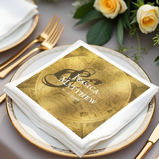 Chic Golden Wedding  Napkins (Chic Golden Wedding Napkins)