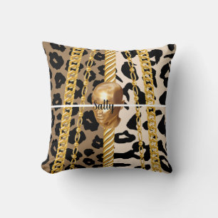 Chic Golden Wild Luxurious stylish Girly Bday Throw Pillow
