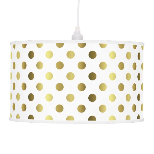 Chic Golden Yellow Polka Dots Hanging Lamp (Front)