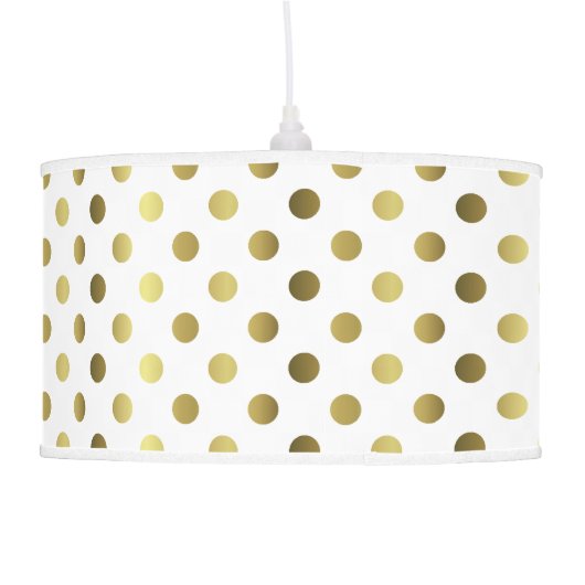 Chic Golden Yellow Polka Dots Hanging Lamp (Back)