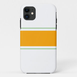Chic Golden Yellow Sage Racing Stripes On White iPhone 11 Case