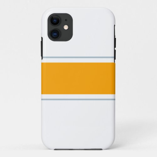 Chic Golden Yellow Slate Racing Stripes On White iPhone 11 Case