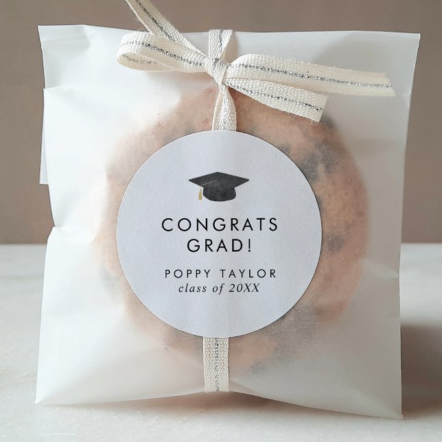 Chic Grad Cap Congrats Grad Graduation Sticker (Creator Uploaded)