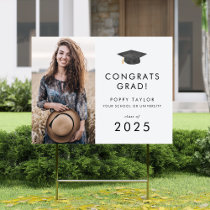 Chic Grad Cap Grad Photo Graduation Yard Sign