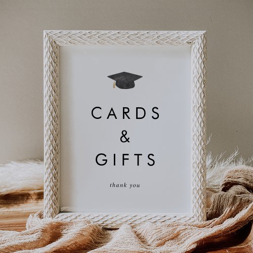 Chic Grad Cap Graduation Party Cards and Gifts Poster