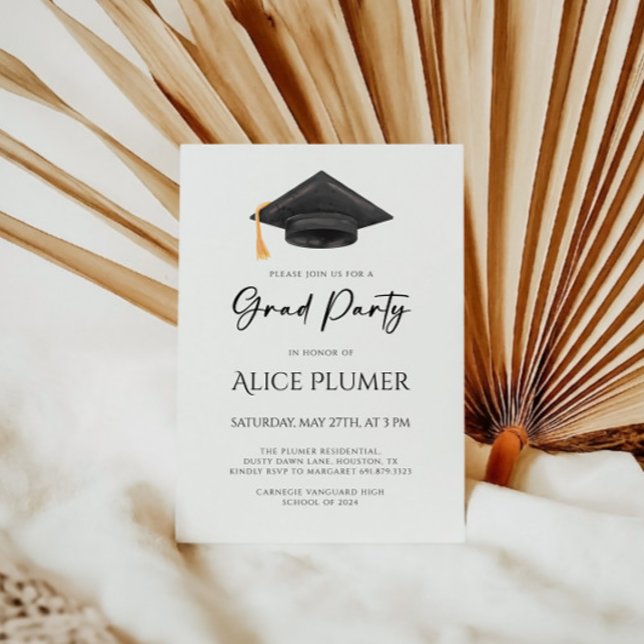 Chic Grad Cap Graduation Party Invitation (Creator Uploaded)