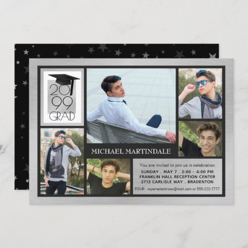 Chic GRAD Cap  Year  Brushed Silver  5_Photo Invitation