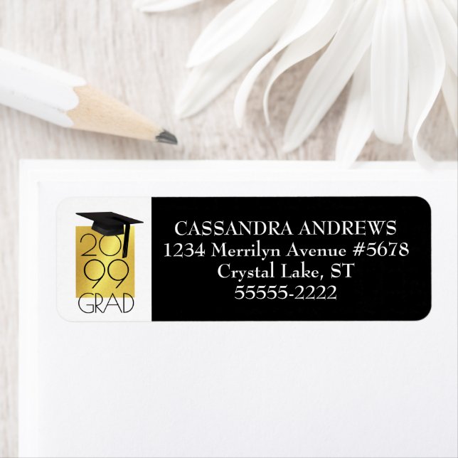 Chic GRAD Cap & Year | Editable Background Color Label (Insitu)