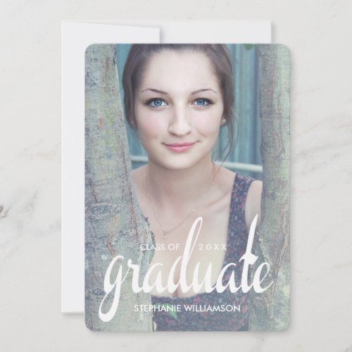 Chic Grad Modern Photo Graduation Invite 5" X 7" Invitation Card