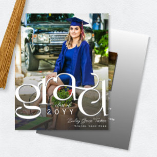 Chic GRAD Photo Budget Graduation Announcement