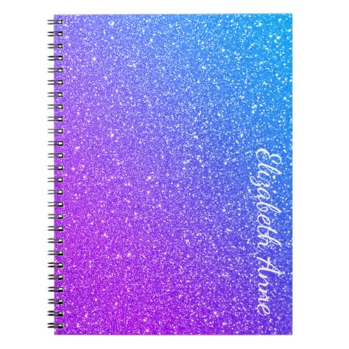 Chic Gradient Glitter Personalized with Name Notebook