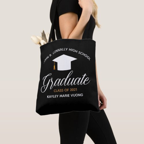 Chic Graduate Personalized Class of 2024 Black Tote Bag