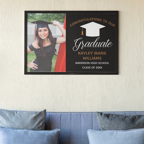 Chic Graduate Photo 2024 Black Graduation Party Poster