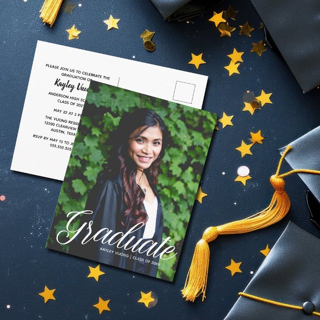 Chic Graduate Photo 2026 Graduation Announcement Postcard (Creator Uploaded)