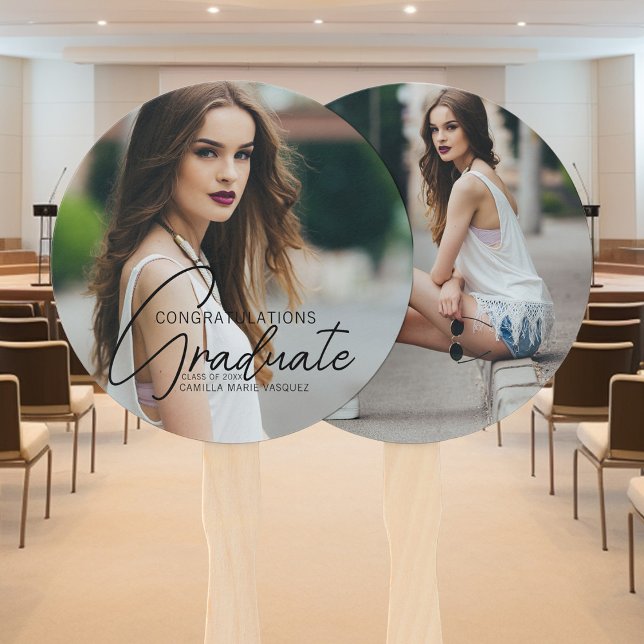 Chic Graduate Photo 2026 Graduation Party Hand Fan (Creator Uploaded)