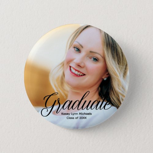 Chic Graduate Photo Custom 2024 Graduation Button