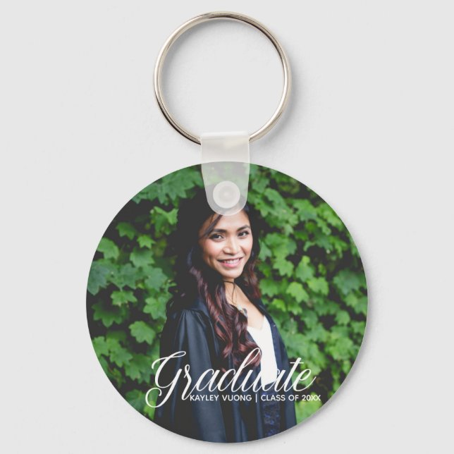 Chic Graduate Photo Custom 2026 Graduation Keychain (Front)