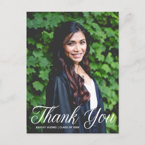 Chic Graduate Photo Graduation Simple Thank You Postcard