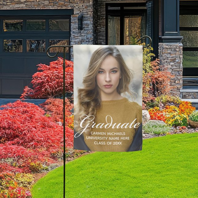Chic Graduate Photo Modern Graduation Garden Flag (Creator Uploaded)
