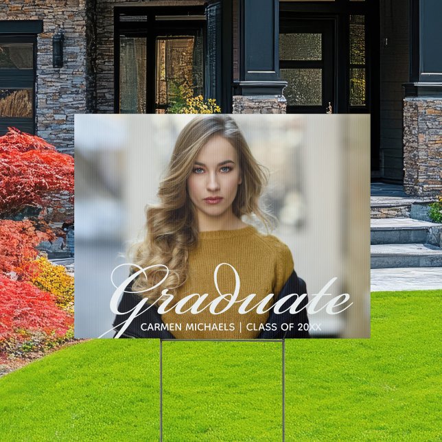 Chic Graduate Photo Modern Graduation Yard Sign (Creator Uploaded)