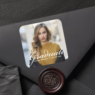 Chic Graduate Photo Personalized 2026 Party Square Sticker