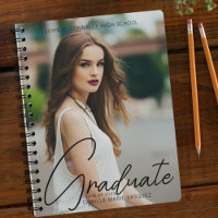 Chic Graduate Photo Trendy Script Graduation Gift