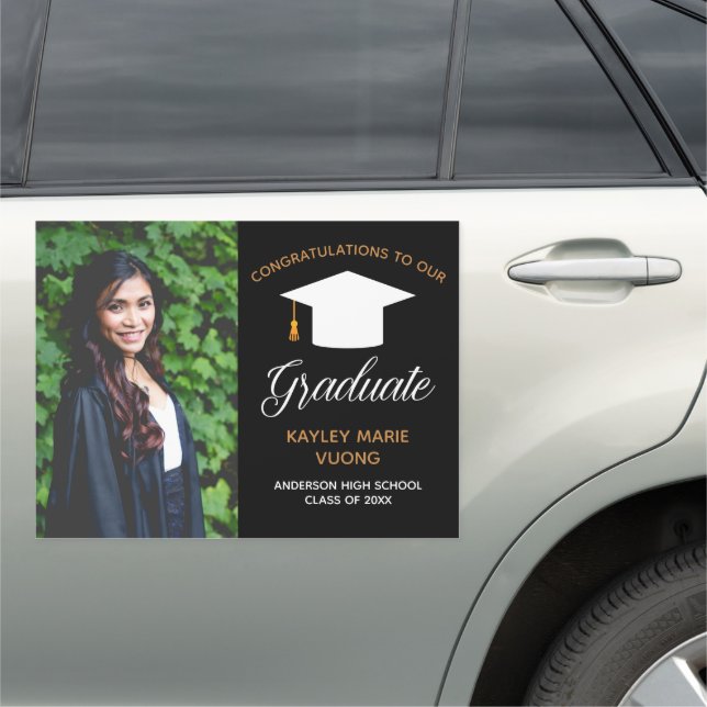 Chic Graduate Senior Photo Graduation Announcement Car Magnet (In Situ)