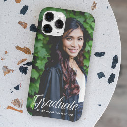 Chic Graduate White Typography Overlay 2024 Photo iPhone 14 Case