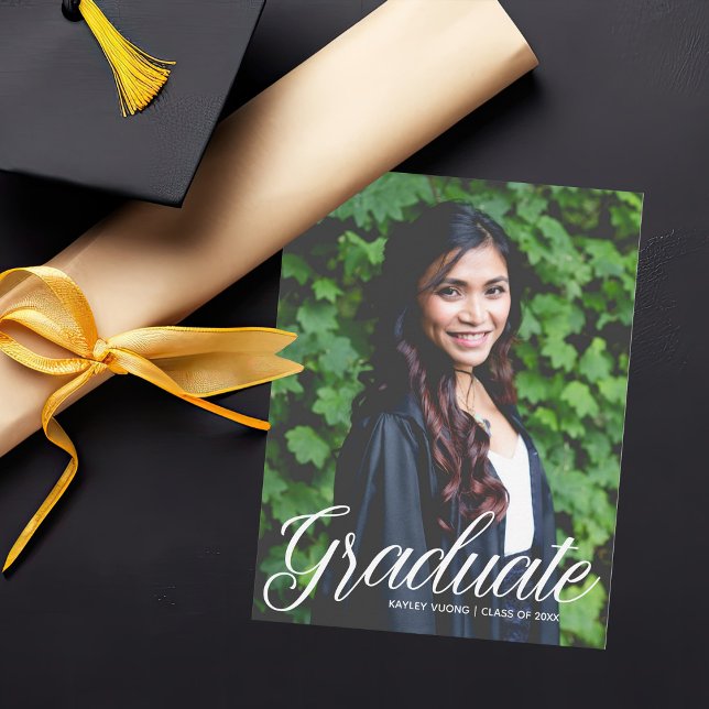 Chic Graduate White Typography Overlay 2025 Photo Announcement (Creator Uploaded)