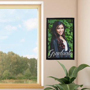 Chic Graduate White Typography Overlay Photo Pennant