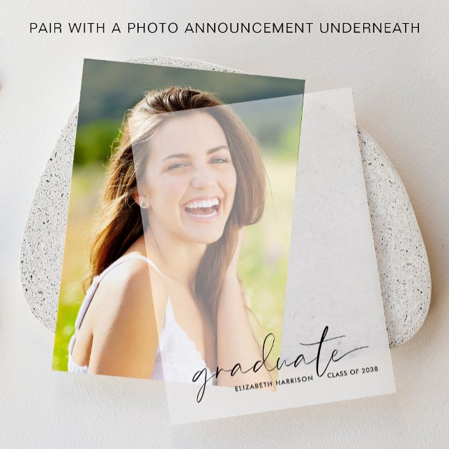 Chic Graduation Announcement  Vellum Overlay (Elevate your graduation announcements with our timeless vellum overlays)