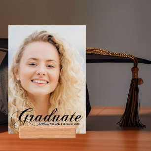 Chic Graduation Black Flourish Script Photo Holder