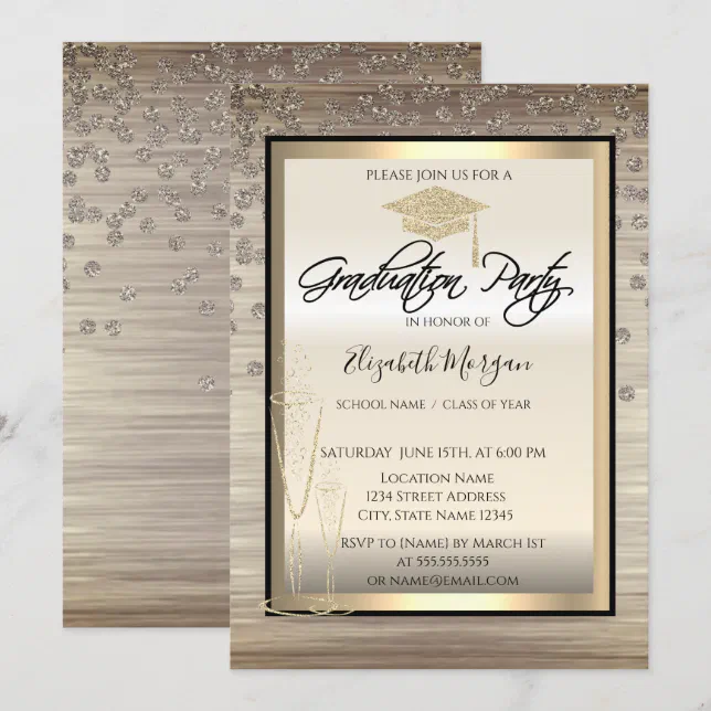 Chic Graduation Cap,Glass Diamonds Graduation Invitation | Zazzle