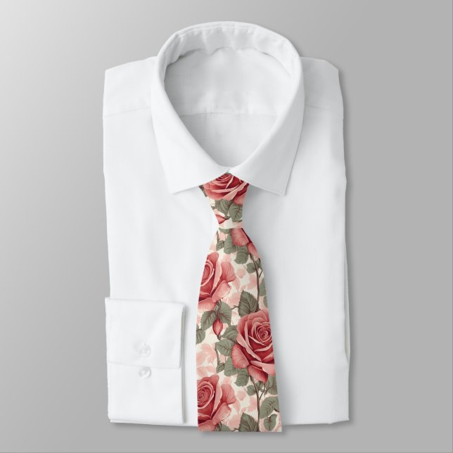 Chic Graduation Gifts For Him Rose Flower Neck Tie (Tied)