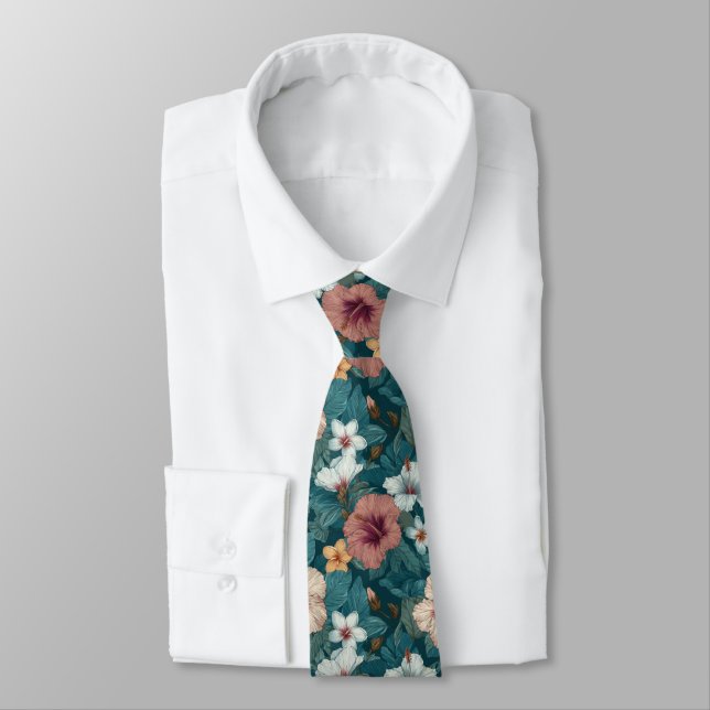 Chic Graduation Gifts For Him Tropical Flower Neck Tie (Tied)