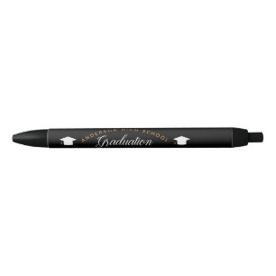 Chic Graduation Keepsake Black Gold Custom School Pen