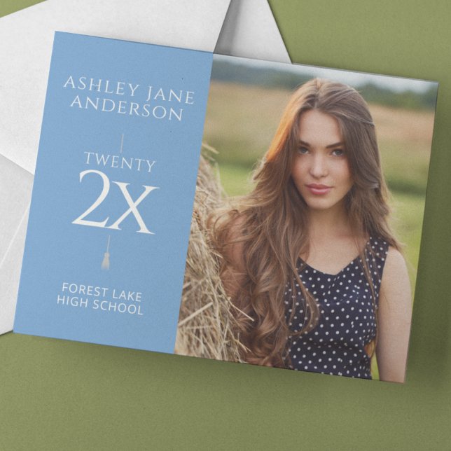 Chic Graduation Pale Blue Photo Announcement (Creator Uploaded)