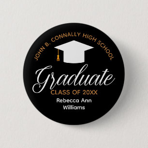 Chic Graduation Personalized 2023 Graduate Black Button