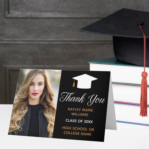 Chic Graduation Photo 2024 Elegant Graduate Thank You Card